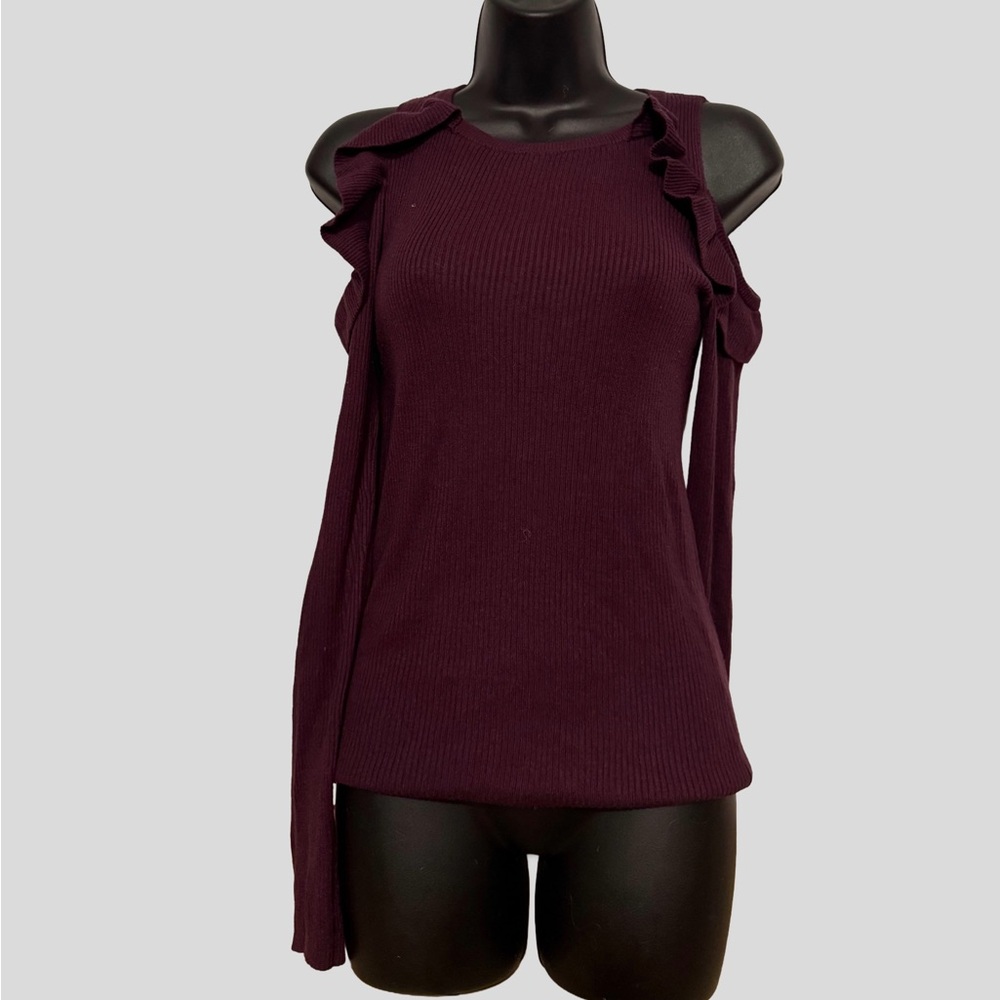 Hippie Rose Plum Ruffle Cold Shoulder Blouse